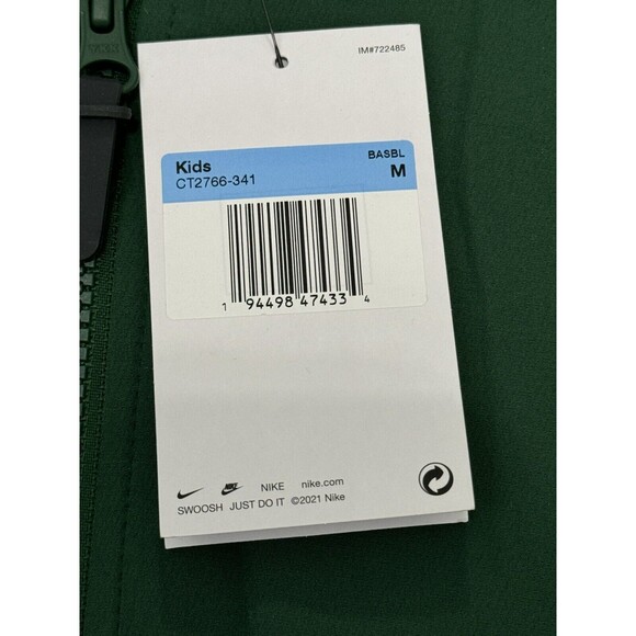 NWT NIKE KIDS' STOCK THERMA-FIT LS PRE-GAME FULL ZIP HOODIE GREEN BOYS SZ M - Picture 7 of 9